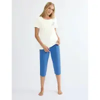 Triumph Pyjama ' Red Label Sets PK Capri ' blauw / wit