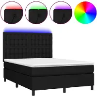 vidaXL Boxspring met matras en LED stof zwart 140x190 cm