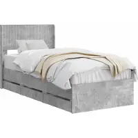 vidaXL Bedframe met opbergruimte en hoofdbord Betongrijs 90 x 200 cm