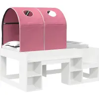 vidaXL Bed met Tunnel met plank 3 st Wit en Roze Bewerkt hout