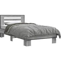 vidaXL Bedframe met Hoofdbord Grijs Sonoma 80 x 200 cm Bewerkt hout
