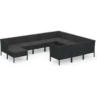 vidaXL 11-delige Loungeset met kussens poly rattan zwart