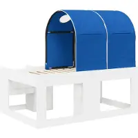 vidaXL Bed met Tunnel met plank 3 st Wit en Blauw Bewerkt hout