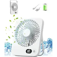VHV - Tafelventilator - USB mini ventilator - stille bureauventilator 1800 mAh 5 standen USB oplaadbaar met digitaal display - voor kantoor, slaapkamer, thuiswerkplek en reizen