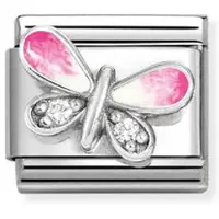 Nomination Schakel 330321/09 Roze Vlinder Zirkonia Zilver