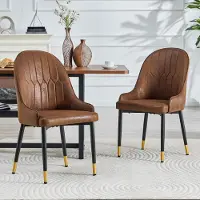 Kein Hersteller Set van 2 eetkamerstoelen, gemaakt van technisch textiel met een opvallend patroon, dikke bekleding en een stevig metalen frame