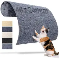 OEM Krabmat voor katten, zelfklevend, 240 x 40 cm, krabplank, wandmontage, asgrijs, kraboppervlak, zelfbouw, kattenhol, huishoudelijke artikelen