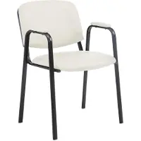 CLP Ken Pro - Stapelstoel - armleuningen - zwart - 150 kg - Kunstleer/creme
