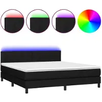 vidaXL Boxspring met matras en LED stof zwart 180x200 cm
