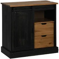 vidaXL Dressoir HALDEN schuifdeur zwart 80x40x80 cm massief hout grijs