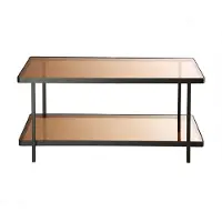 CALICOSY Zwarte metalen salontafel met 2 rookglasplaten l100 cm ora