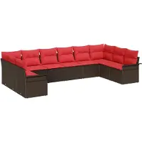 vidaXL Tuinbank Set met kussen 10 pcs Bruin poly rattan