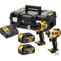 DeWalt DCK2062M2T-QW 18V Li-ion XR Accu Klopboor-/-schroefmachine (DCD709) & Accu Slagschroevendraaier (DCF809) Combiset (2x 4.0Ah) In TSTAK - Koolborstelloos