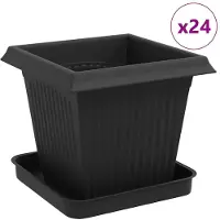 vidaXL Plantenpotten 24 st Zwart Kunststof