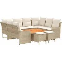 vidaXL Meubelsets met kussen 8 pcs Beige en Crème PE Riet