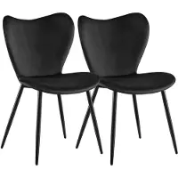 CLP Set van 2 Eetkamerstoelen Maika - Zwart Metalen Frame - tot 150 kg - Fluweel/zwart