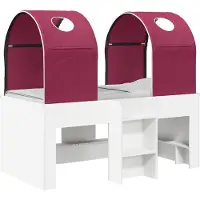 vidaXL Bed met Tunnel 4 st Wit en Rood Bewerkt hout