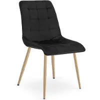 Leobert Eetkamerstoel SPLIT – Fluweel zwart – Houten look poten – Modern design