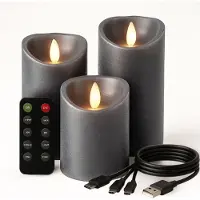 Core LED Kaarsen Oplaadbaar - Nep Kaarsen - Antraciet - ‎22cm x 22cm x 15cm