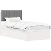 vidaXL Bedframe met Gevoerde Hoofdbord Lichtgrijs 90 x 190 cm