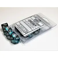 Chessex Gemini Steel-Teal/wit D10 Dobbelsteen Set (10 stuks)