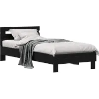 vidaXL Bedframe Zwart Eiken 98,5 x 200 cm Bewerkt hout