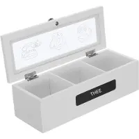 LONGZIMING -Theebeutelbox - Thee Organizer - Houten Bewaardoos - Meerdere Compartimenten - Frisheid Behoud - Natuurlijk Hout - Elegant Design - Veelzijdig Gebruik - 1 Stuk