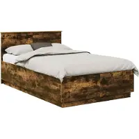 vidaXL Bedframe met hoofdeinde Gerookt eiken 120 x 190 cm Bewerkt hout