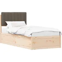 vidaXL Bedframe met Gevoerde Hoofdbord Taupe 90 x 190 cm