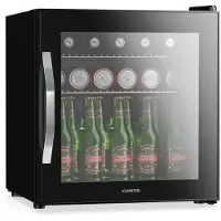 Klarstein drankkoelkast met glazen deur - 47 liter mini-drankkoelkast, ledverlichting, 0-13 °C, uitneembare planken, dubbel glas, onderbouw, stil