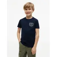 Tommy Hilfiger T-shirt met print - donkerblauw Jongens Katoen Ronde hals - maat 140