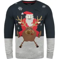 Blend Trui 'Rudolph' donkerblauw / grijs / rood / wit