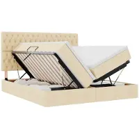 vidaXL LED opbergbed met matras Crème 200 x 200 cm Stof