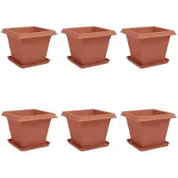 vidaXL Plantenpotten 6 st Baksteenrood Kunststof