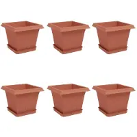 vidaXL Plantenpotten 6 st Baksteenrood Kunststof