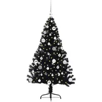 vidaXL Kunststof Voorverlichte Kerstboom met 150 LED Zwart 150 cm PVC