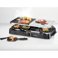 Silvercrest Kitchen Tools Raclette grill - 1300 watt - Gourmetstel - Grillen & Bakken - 8 personen - Steenplaat - Gladde-/geribbelde grillplaat