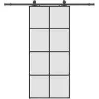 vidaXL Schuifdeur met beslag, zwart, 90x205 cm, veiligheidsglas