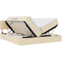 vidaXL LED opbergbed met matras Crème 180 x 200 cm Stof