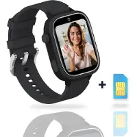 AngelTech Ultra GPS Horloge Kind Met Simkaart 4G – SOS knop – Smartwatch Kinderen – Whatsapp - HD Camera en Videobellen – Smartwatch Kind – GPS Tracker Kind – Smartwatch Kids - Elke polsmaat - Zwart
