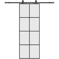 vidaXL Schuifdeur met beslagset 76x205 cm ESG glas zwart