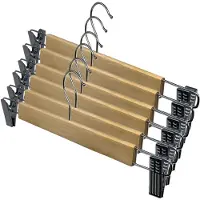 Excellent houseware Kledinghangers voor rokken / broeken - 6x stuks - hout - 33 cm - broekhangers