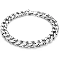 LGT JWLS Stalen heren armband Gourmet schakel Zilverkleurig 7mm-18cm