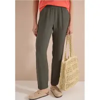 Cecil Dames Slim Legs broek in Loose Fit met structuur - Groen - XXL