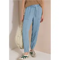 Cecil Dames Mid Waist Slim Legs broek in een gewassen look - Blauw - XL