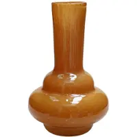 Vase the World Vaas Bolombo Elite | Geel | Mond geblazen glas | Uniek design | Dik zwaar glas | Ø20 x H36 cm