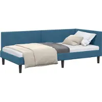 vidaXL Hoek Bed Frame met hoofdeinde Blauw 100 cm x 200 cm Fluweel