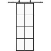 vidaXL Schuifdeur met beslag, zwart, 76x205 cm, veiligheidsglas