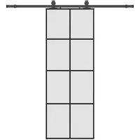 vidaXL Schuifdeur met beslag, zwart, 76x205 cm, veiligheidsglas