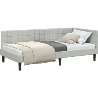 vidaXL Hoek Bed Frame met hoofdeinde Lichtgrijs 90 cm x 190 cm Fluweel